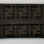 Fendi  Zucca Print Canvas Leather Trim‎ Bi Fold Wallet Brown Authentic Designer Photo 0