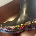Sakroots  Black Winter Rain Boots with Floral Trim Photo 7