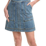 CAbi  Speedway Skirt a-line blue denim mini skirt size 8 Photo 0
