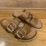 Birkenstock Arizona Big Buckle Slide Sandals in Antique Cognac Leather - Size 36 Photo 1