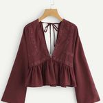 SheIn Double V Tie Peplum Crop Photo 0