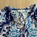 Rachel Zoe Women's Blue Floral Short Sleeve Crop Blouse Size Large Photo 6