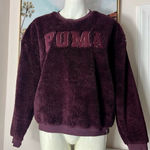 Puma Purple Sherpa Faux Fur Logo Crewneck Pullover Sweatshirt Size Large Photo 0