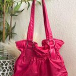 2000s Hot Pink faux leather shoulder hand bag purse ruched pleated hobo. Great condition. Measurement in pics Photo 0
