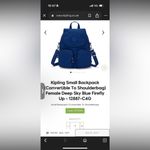 Kipling NWT  Small Backpack (Convertible To Shoulderbag) Deep Sky Blue Firefly Photo 5