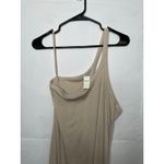 Aerie New  One Shoulder Midi Dress Size Large Tan Beige Photo 1