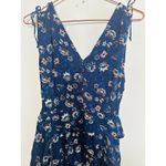 THAKOON Navy Lotus Print Shirred Waist Ruffled Hi Photo 4