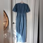 Madewell  Blue Denim Jumpsuit Cotton Blend size 0 Puff Sleeve Button Front Photo 6