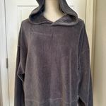 Aerie Corduroy Groove-On Velour Hoodie Sweatshirt Gray Long Sleeve Pullover Photo 0