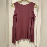 Splendid NWT  Size L 100% Supima Cotton Dark Rose Long Sleeve Cold Shoulder Top Photo 8