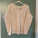 Lucky Brand Cream V-Neck Sweater with Chunky Knit Size Large Photo 0
