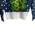 DIVIDED Christmas Women Sweater S Crew Neck Long Sleeve Jingle‎ Bell Novelty Blue Photo 4