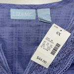 Liz & Me NWT Size 0X Purple Plaid Crochet Lace Trim Button Down Shirt Top Photo 4