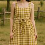 NWT Gilli Mustard Plaid Midi Dress Photo 0