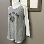 Jim Beam Women’s Heather Gray & White Baseball Long Sleeve Cotton T Photo 1