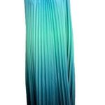 Women Gradient Pleated Sleeveless‎ Halter Neck Dress Green Maxi Size Small Photo 5