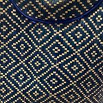 Blue and Cream Geometric Beach Summer Woven Tote Bag NWT Photo 1