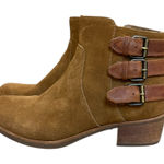 UGG Volta Ankle Boot Brown Suede Western Booties Buckles Block Heel Size 7 Photo 0