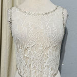Foreign Exchange  Y2K Ivory Beaded Lace Cropped Floral Fairy Tank Top Sz Small Photo 0