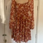 Trixxi Rust and Cream Smocked Dress Photo 3