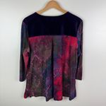 Calessa Velvet Embroidered Tunic Top Sz PL Multicolor Boho Artsy Festival Royal Purple Photo 3
