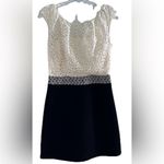 Milly Womens Lace Wool Sleeveless‎ Zip Up Mini Cocktail Dress Black White Size 2 Photo 6