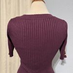 Say What? Say What Ribbed Knit Bodycon Dress Gold Button Detail Midi Burgundy Size L Photo 8