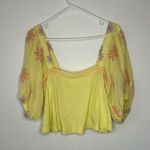 Urban Outfitters  Cardamon Floral Embroidered Top Yellow M Boxy Ballon Sleeves Photo 1