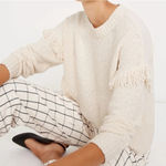 Madewell Montford Fringe Pullover Sweater, Pearl Ivory, Size L, Women’s Cropped Photo 0