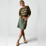 Pilcro Anthropologie  Womens Local Bands Only Crop Sweatshirt Olive Green Small Photo 1