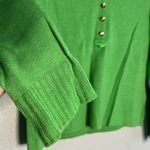 St. John Vintage  Sport Kelly Green Sweater V Neck Logo Gold Buttons Preppy Twee Photo 3