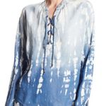 Tina Jo Top Denim Lace Up Blue Size XS Photo 0