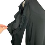 1. State  Blouse Small Black Ruffle Long Sleeve Workwear Preppy‎ Chic Photo 2
