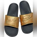 Nike NWT Gold and Black Slides Limited Edition Photo 3