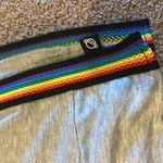 Terez  Women’s Grey Zip-up Hooded Sweatshirt with Rainbow Stitched Side Slits Photo 2