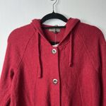 Fenn Wright Manson Womens Wool Jacket Size S Red Wool Knit Button Front Hooded Photo 2