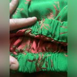 Vintage silk green flower print skirt size small Photo 2