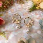 Gold Pearl Statement Drop Earrings Photo 1