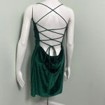 Lucy in the Sky  'Love Affair'  Lace Up Open Back Emerald Green Velvet Mini Dress Photo 7