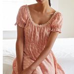 Anthropologie Morgan Lane Ava Mini Silk Dress Peony Pink Blush Printed Bird Motif Photo 1