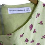 Faithfull the Brand  Light Green Dress with Pink Floral Design Medium Florence Photo 2