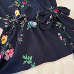 Sienna Sky Navy Blue Multicolored Floral Print Faux Wrap Top Photo 9
