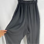 Locker Room Satin Black Adjustable Hem Relaxed Straight Leg Pleated Pull Photo 6