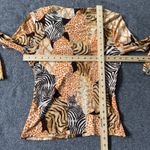 Cache Vintage  Babydoll Blouse Top Shirt Size Large Animal Print Y2K Photo 3