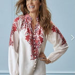 Soft Surroundings  Amalia Blouse 100% Cotton Button Detailed Lined Top Size Large Photo 0