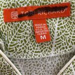 Tori Richard Women’s Green Leaf Print Open Neck Oriental Short Sleeve Shirt NWOT Photo 5