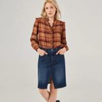 Frye Ruffle Plaid Flannel Button Down Blouse Women’s size XL Photo 12