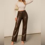 Paige coated high-rise wide-leg jeans Faux leather like Photo 1