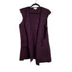 Luii Burgundy Hooded Sleeveless Vest Size M Lace Up Sides Pockets Longline Purple Size M Photo 1