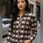 BCBGMAXAZRIA Vintage 90s Y2K Women’s BCBG Max Azria Boho retro Geometric Button up blouse M Photo 0